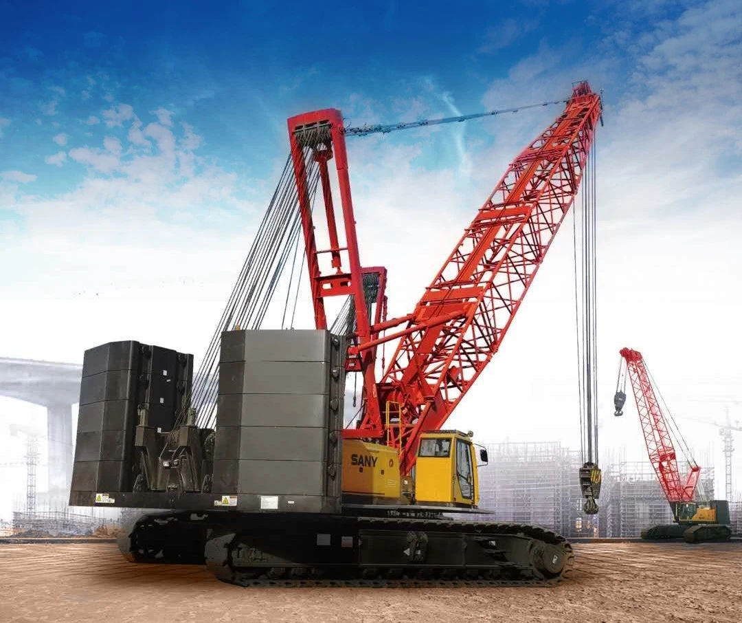A crawler crane is used for large-scale construction projects