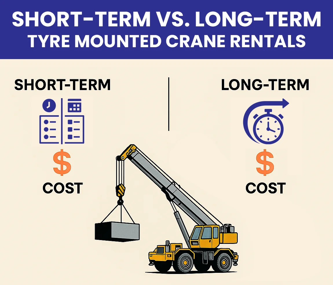Cost comparison of short-term vs. long-term tyre mounted crane rentals in India