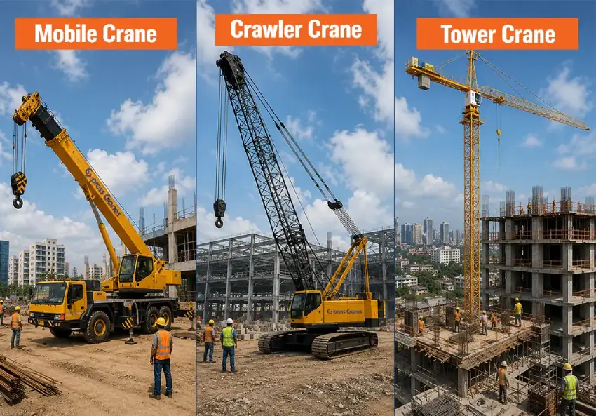 construction crane types used in industrial and infrastructure projects