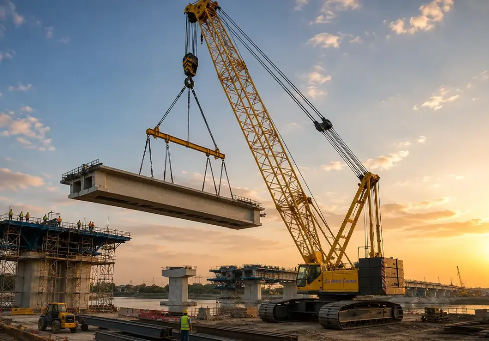 crawler crane used for bridge construction and infrastructure lifting