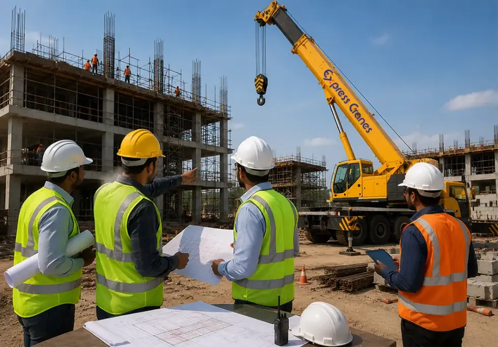 engineering team planning crane selection for lifting operation
